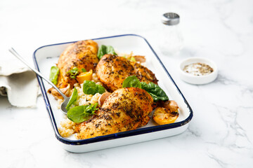 Roasted chicken with lemon and garlic