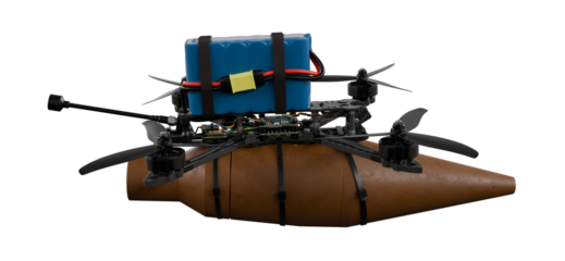 FPV Drone with a bomb isolated on white isolated on white