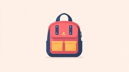 Modern School Backpack for Students with Educational Supplies Illustration, Ideal for Educational Content and Back to School Designs