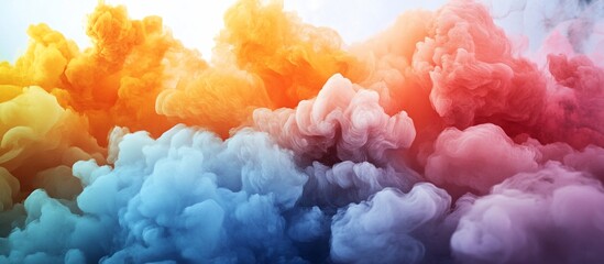 Fototapeta premium Colorful smoke swirls underwater, studio background, design element