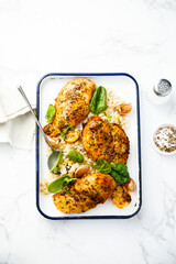 Roasted chicken with lemon and garlic