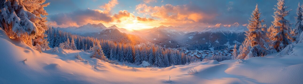 Dreamy winter landscape at Buckelwiesen near Krun, Mittenwald, Bavarian Alps at dawn