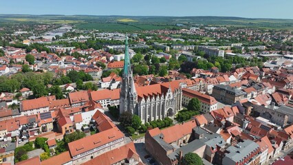 Obraz premium Cathedral in Mühlhausen in Thuringia from the air