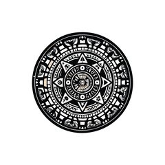 Design a sleek, minimalist vector symbol of the Aztec Sun Stone, emphasizing its geometric patterns.  Maintain cultural sensitivity.