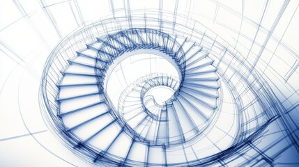 Spiral staircase with blue tones and modern design in a contemporary interior setting