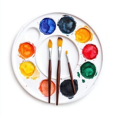 Watercolor Paint Palette with Brushes Artistic Supplies Creative Hobby Colorful Paints
