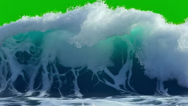 Ocean Fury: A dramatic shot of a massive wave crashing, showcasing its raw power and beauty.  The turquoise water explodes into a  frothy white crest, highlighting the captivating force of nature. 