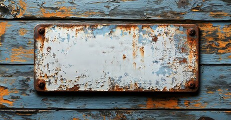 Naklejka premium White antique vintage enamel grunge metal sign or panel mockup or mock up template on a white background featuring a clipping path