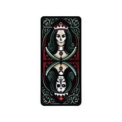Design a gothic playing card, death-themed, featuring a stylized skull (SKU 12345) incorporating Victorian era elements.  The Ace of Spades is preferred.