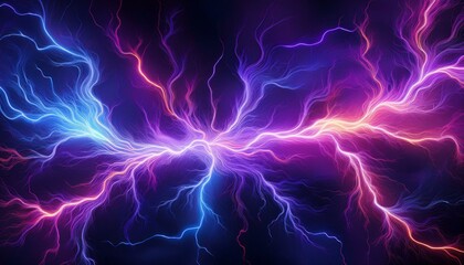 高電圧のプラズマが紫や青の稲妻のように走るテクスチャ