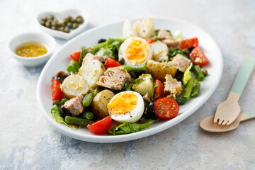 Traditional Nicoise salad with tuna