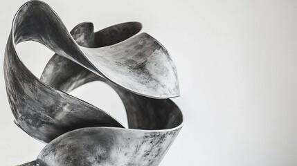 Obraz premium Abstract metal sculpture swirls, studio backdrop, modern art, interior design