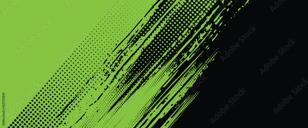 Poster green halftone on background. vector dotted sparkles or halftone shine pattern texture pop art style