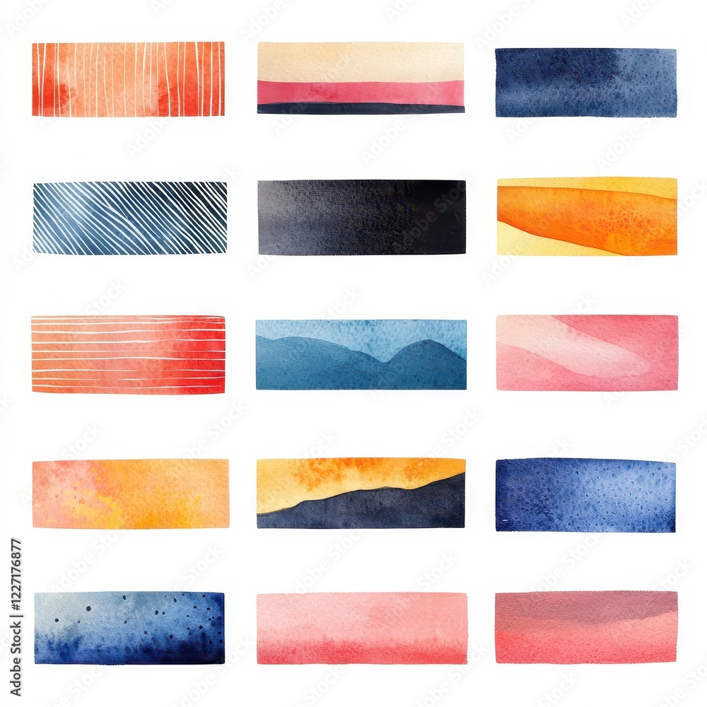 Poster abstract watercolor rectangle shapes colorful paint textures backgrounds and design elements