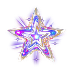 Obraz premium PNG Psychedelic distorted illusion line lights effect star multicolored decorative.