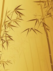 Obraz premium Elegant Bamboo Silhouettes on Golden Background for Serene Atmosphere