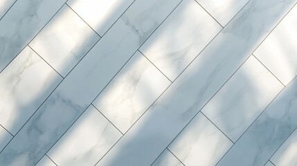 Fototapeta premium Sunlight streams across white marble tiles indoors