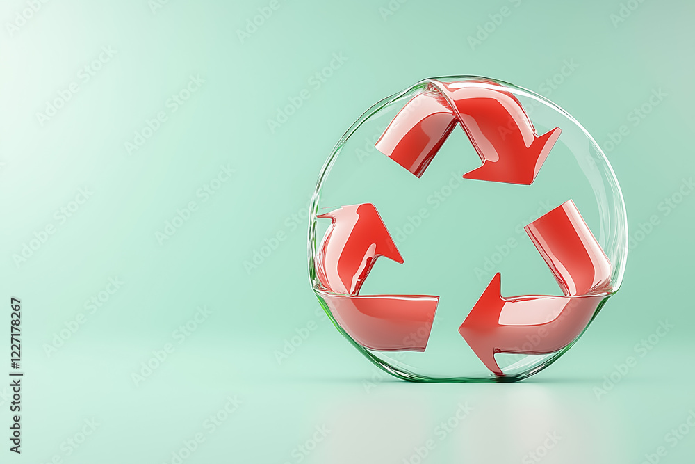 Poster two minimalist arrows create a recycling loop against a neutral backdrop, illuminated by soft midday