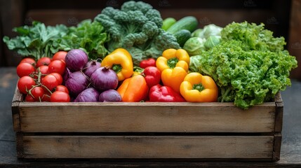 Vibrant Harvest: A Colorful Crate of Fresh Vegetables