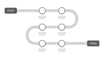 Roadmap timeline infographic template design. 6 steps process infographic.