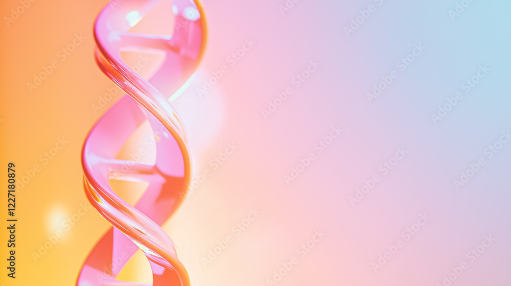 Poster this artwork features a delicate, abstract dna helix suspended in mid-air against a soft gradient ba