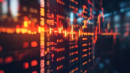 Obraz premium Cityscape night stock market data display