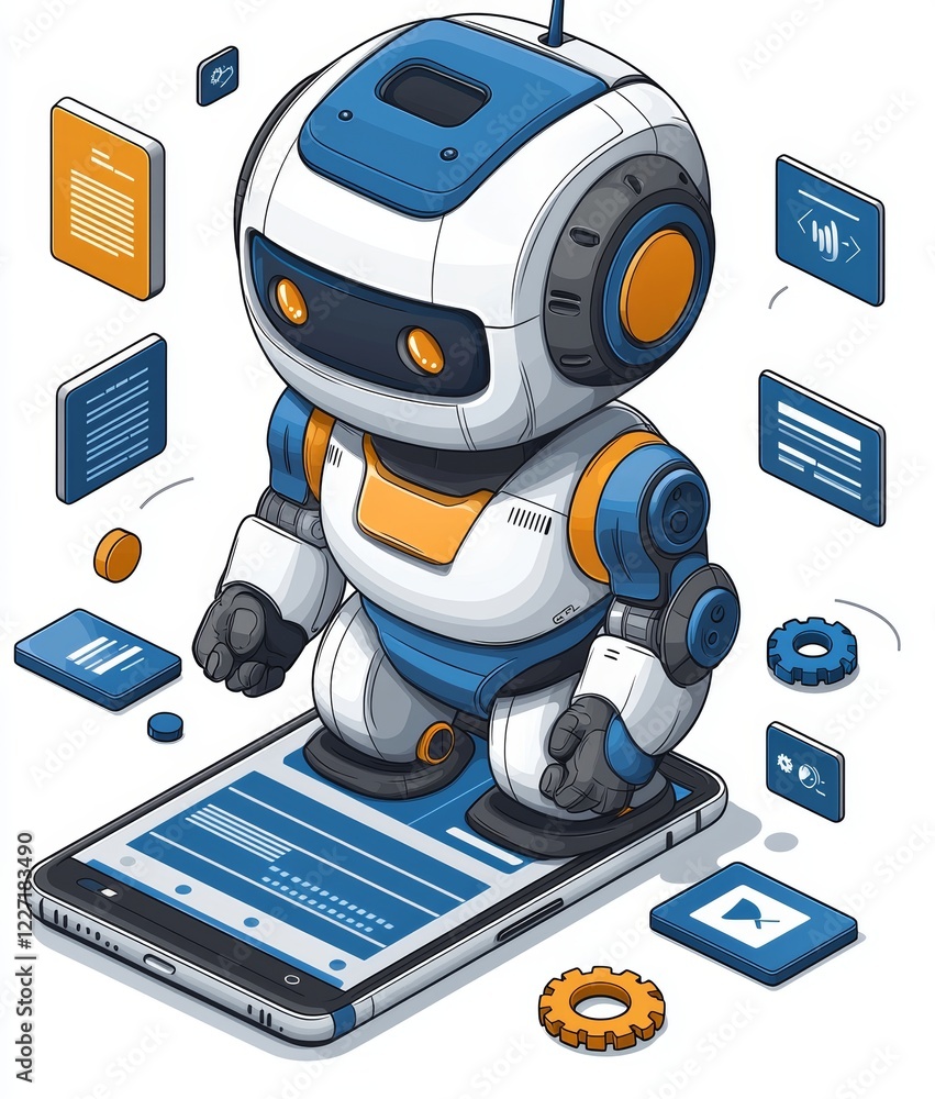 Poster a concept where individuals converse with an ai assistant, asking queries and getting answers