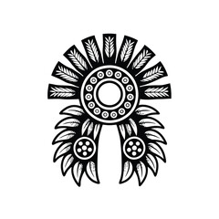 Design a sophisticated Aztec-inspired logo featuring stylized decorative suns, incorporating geometric patterns and vibrant colors.  Emphasis on symmetry and cultural accuracy.