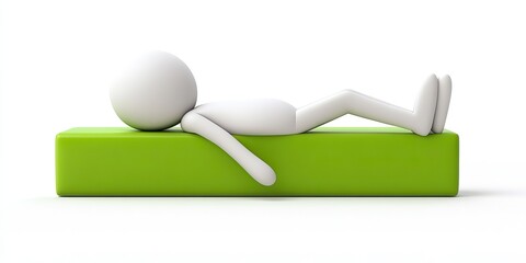3D Character Relaxing on a Green Platform
