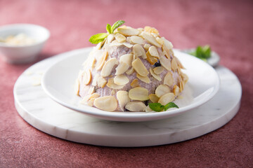 Russian Easter dessert with berries and almond