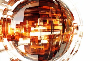 Obraz premium Abstract orange sphere technology design, white background, futuristic concept, website header