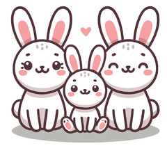 Adorable Cartoon Rabbit Family Illustration