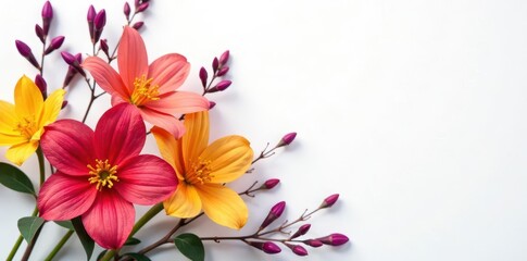 Obraz premium Rich colors of the flowers against the simple white background, colorful, flower arrangement,