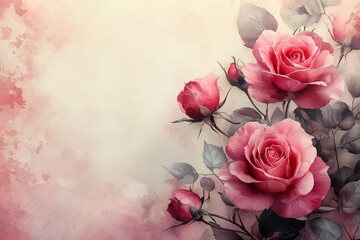 A vintage retro scrapbooking paper with a muted pink background featuring retro flower bouquets