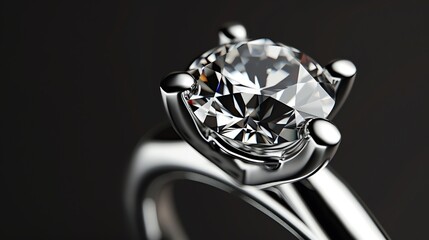 This is a beautiful image of a diamond ring. The ring is made of white gold and has a large, round diamond in the center.