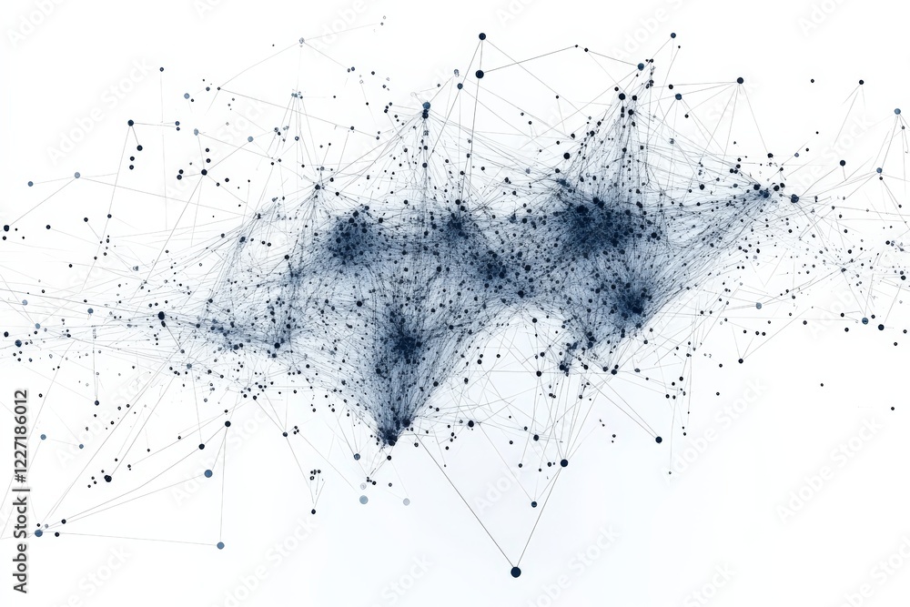 Poster Abstract network of interconnected nodes and lines representing data visualization and information flow