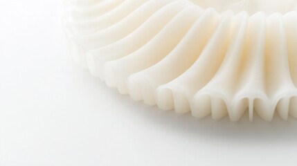 3D-printed white object, close-up, studio, clean background, product design