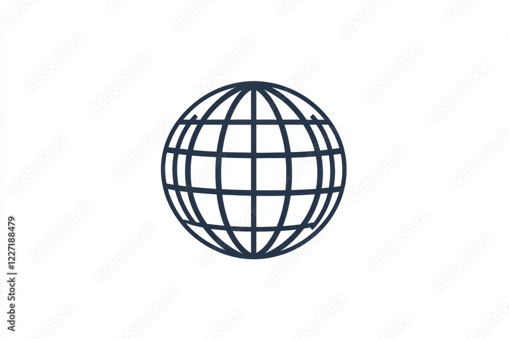 Poster simple globe illustration representing global connectivity and geography in a minimalist style suita