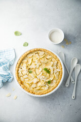 Apple pie with custard and almond