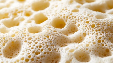 Close-up creamy textured batter bubbles, kitchen background, food photography