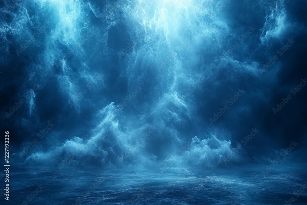 Poster mysterious ocean depths illuminated by ethereal light during a tranquil evening