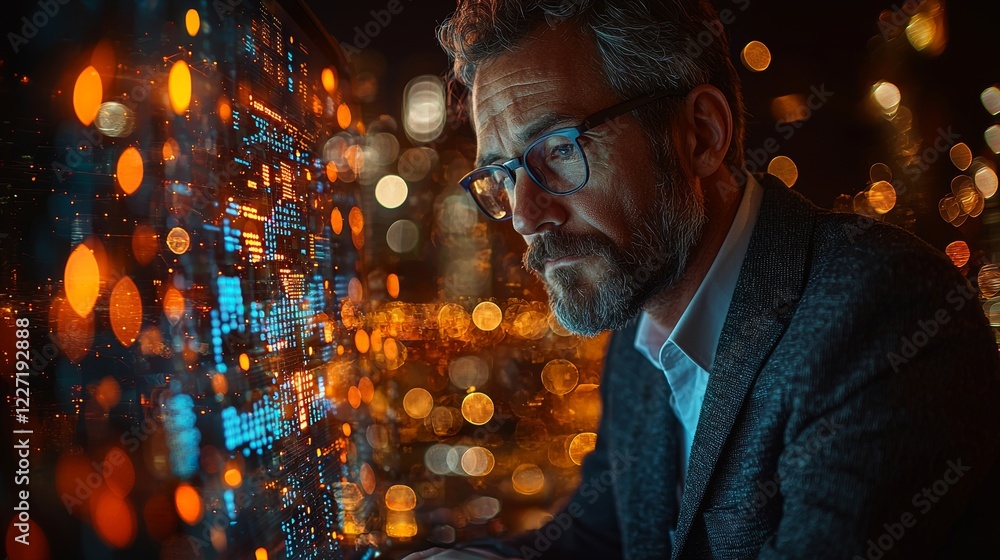 Poster stock-focused ai empowers the businessman with better efficiency and data insights