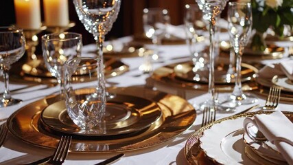 Elegant Gold Table Setting: A Luxurious Dinner Party