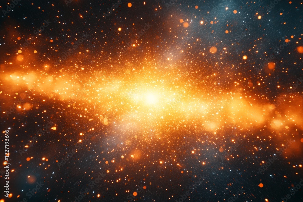 Poster vibrant cosmic explosion fills space with brilliant colors and energy, showcasing the wonders of the