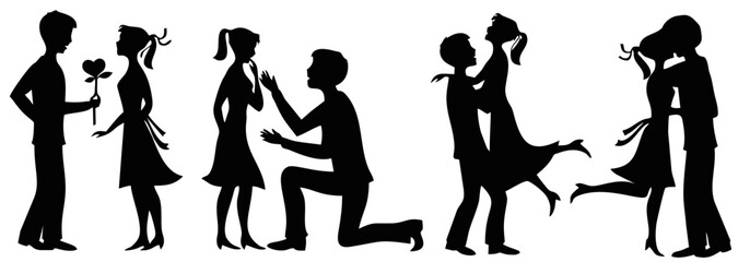 Shillouette of couple - illustration of married