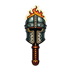 A fiery medieval helmet, possibly belonging to a 