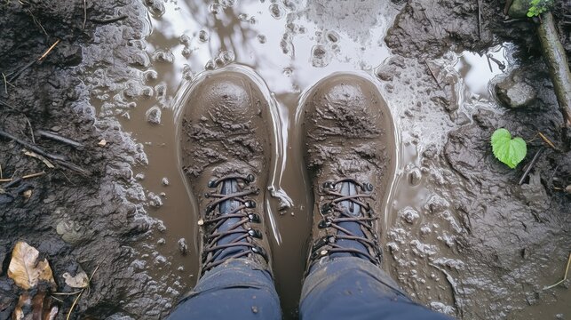 Fresh bootprints pressed into the damp earth serve as a reminder of the hiker&rsquo;s footsteps through the rugged terrain.