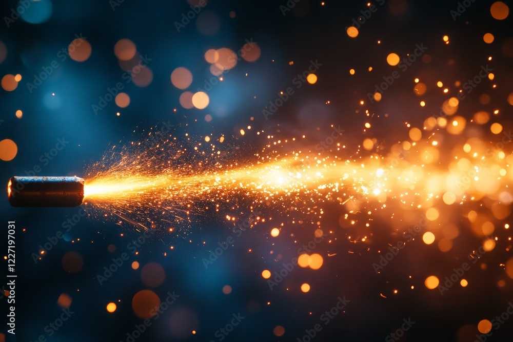 Aufkleber dynamic burst of sparks captured during a dramatic display of aerial pyrotechnics at a festive outdo