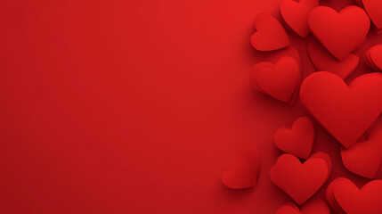 Red hearts on vibrant background create romantic atmosphere