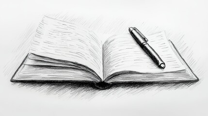 line art color of book and pen vector illustration